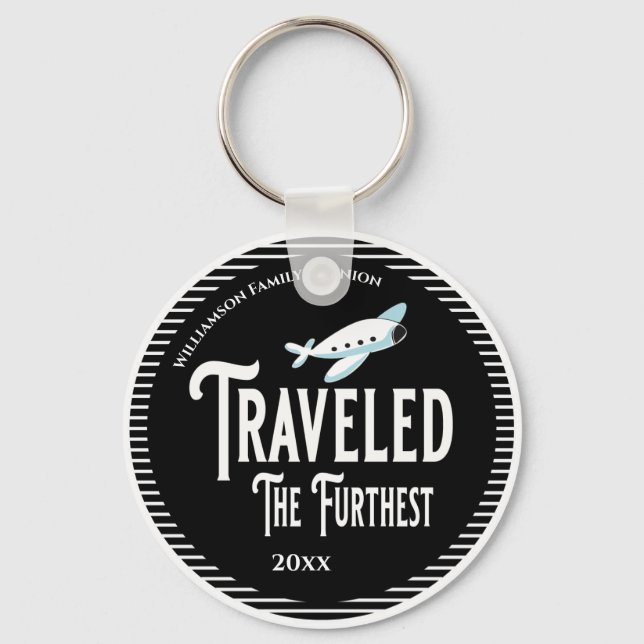 Travelled The Furthest Airplane Prize Award Keychain (Front)