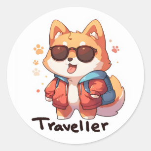 Traveller Anime Cool Dog Classic Round Sticker
