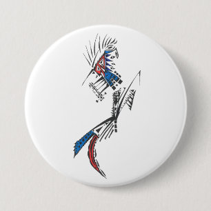 Traveller Colourful Abstract Tribal Tattoo Art 3 Inch Round Button