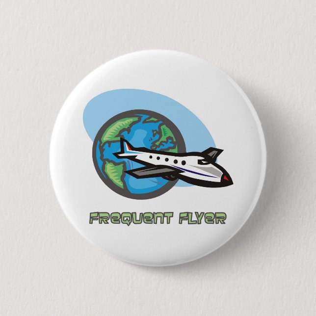 Traveller: Frequent flyer passenger airplane 2 Inch Round Button (Front)