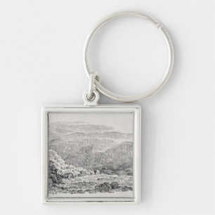 Traveller reading beneath a milestone keychain