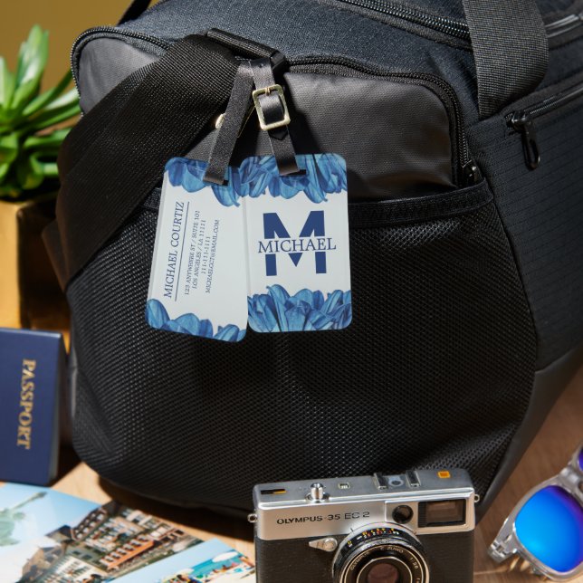  Traveller Script Name Stylish Personalize Monogra Luggage Tag (Front & Back)