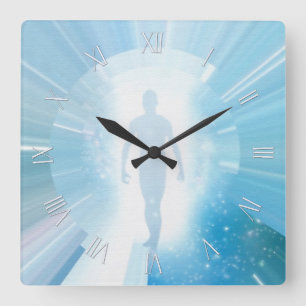 Traveller through space and time square wall clock