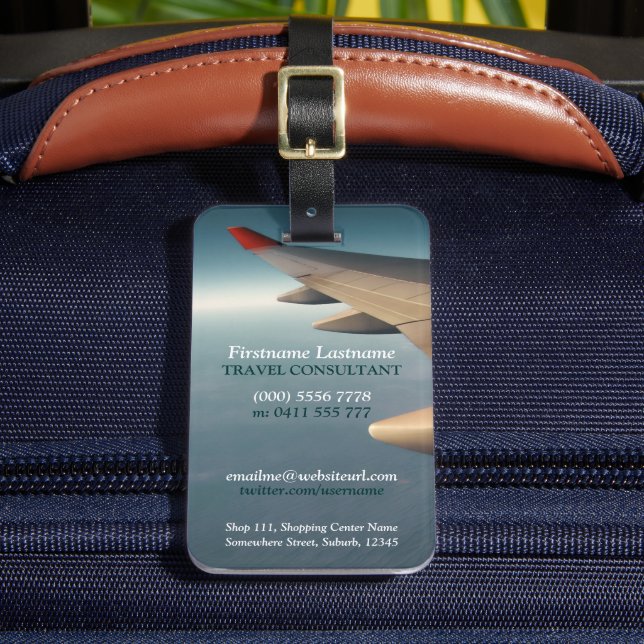 Traveller Travel Consultant Plane Wing  Luggage Tag (Front Insitu 2)