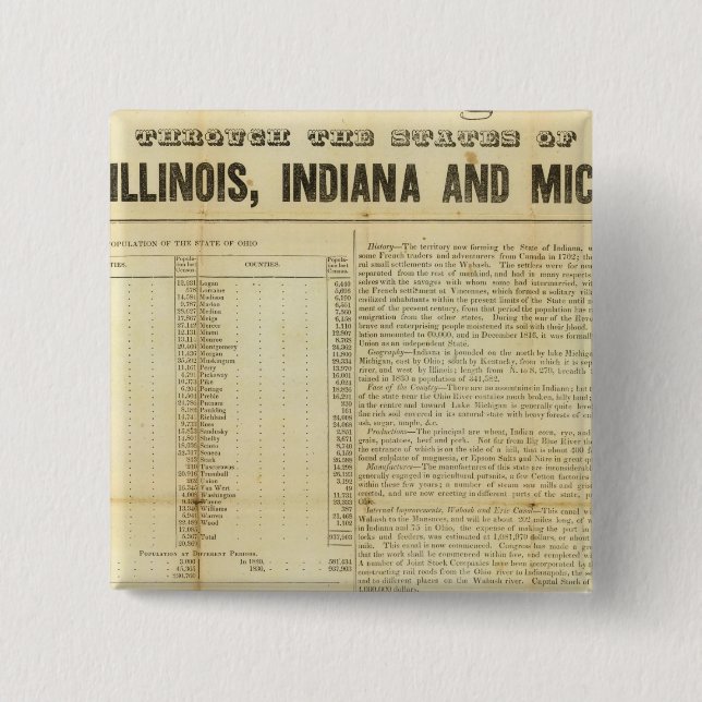 Travellers guide and emigrants directory 2 inch square button (Front)