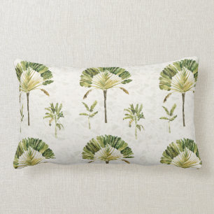 Traveller's Palm and Banana Tree on Terrazzo Lumbar Pillow