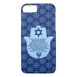 Traveller's Prayer In Hebrew Blue Text In Hamsa Ca Case-Mate iPhone Case