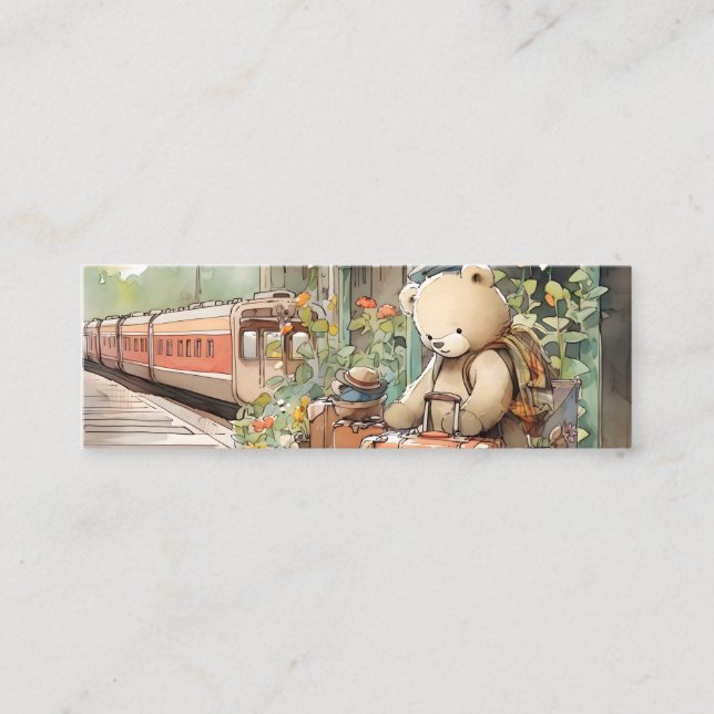 Travelling Bear - 25 Mini Bookmarks (to re-sell?)  Calling Card (Front)