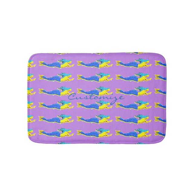 travelling blue-tail mermaids pattern bath mat (Front)