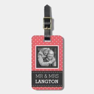 Travelling Couple Mr and Mrs Polka Dot Photo Luggage Tag
