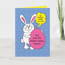 Travelling Easter Bunny Funny Riddle For Kids Card