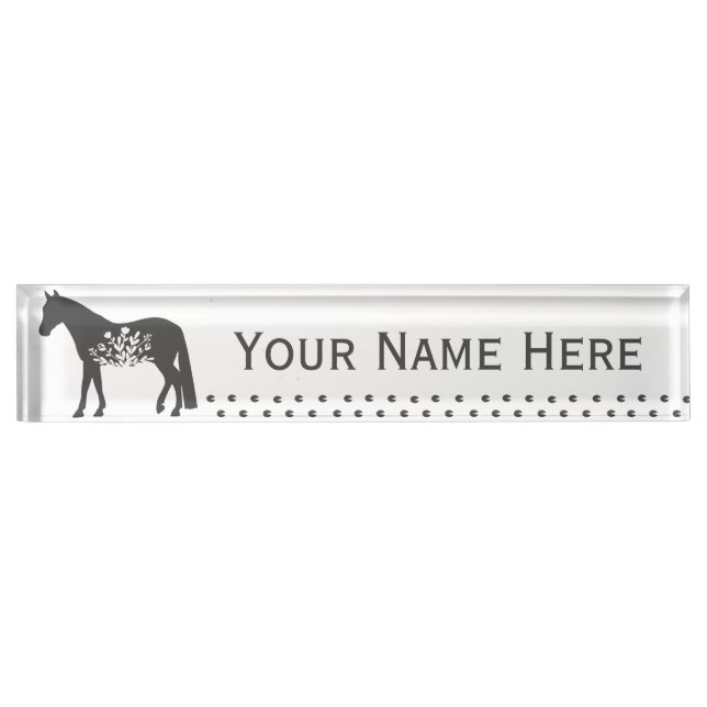 Travelling Floral Horse Customizable Desk Nameplat Nameplate (Front)