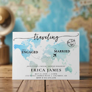 Travelling from Engaged to Married Bridal Shower Invitation