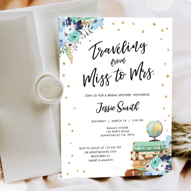 Travelling From Miss to Mrs Adventure Bridal Showe Invitation (Creator Uploaded)