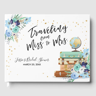 Travelling from Miss to Mrs Bridal shower Adventur Guest Book