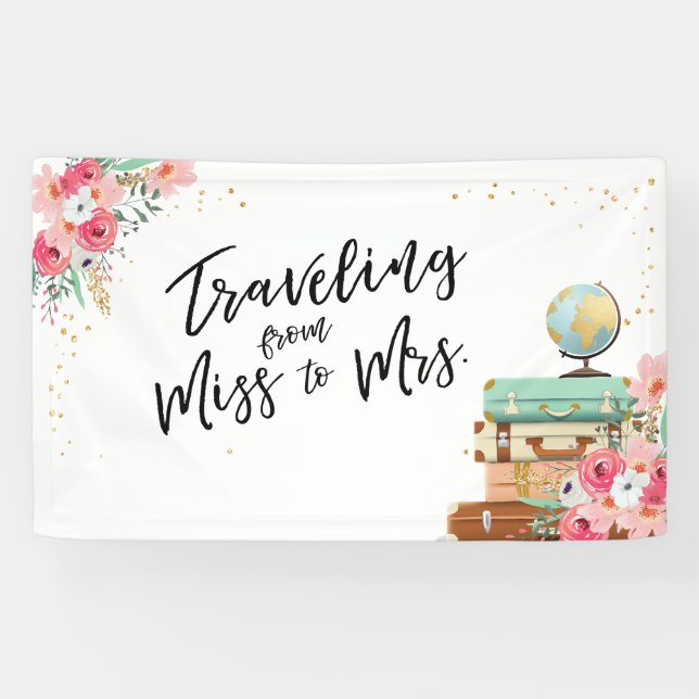 Travelling from Miss to Mrs Bridal shower banner (Horizontal)