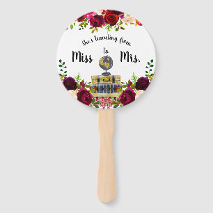 Travelling from Miss to Mrs bridal shower favour Hand Fan