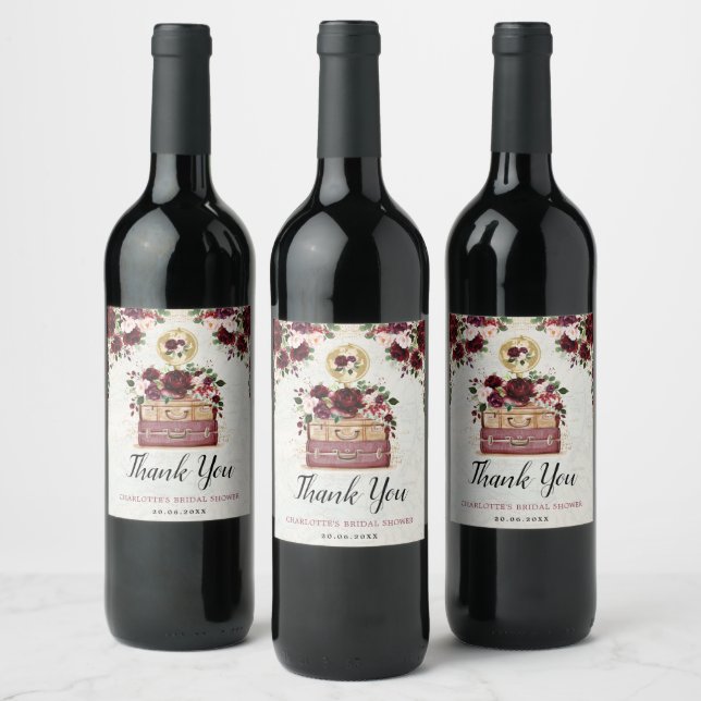 Travelling from Miss to Mrs Bridal Shower Favours Wine Label (Bottles)