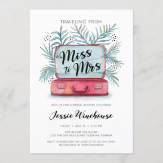 Travelling from miss to mrs Bridal Shower Invitation