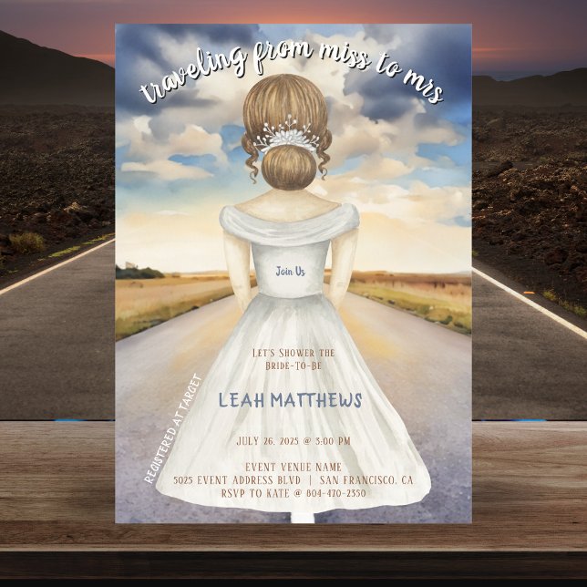Travelling From Miss to Mrs Bridal Shower Invitation (Traveling From Miss to Mrs Bridal Shower Invitation
)