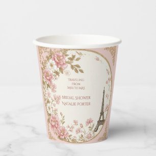 Travelling from Miss to Mrs Bridal Shower Paris  Paper Cups