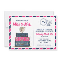 Travelling from Miss to Mrs Bridal Shower Postcard