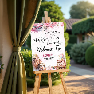 Travelling from Miss to Mrs Bridal Shower Welcome Poster