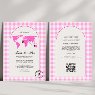 Travelling From Miss to Mrs  Gingham Bridal Shower Invitation
