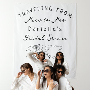 Travelling from Miss to Mrs Personalized Backdrop Tapestry