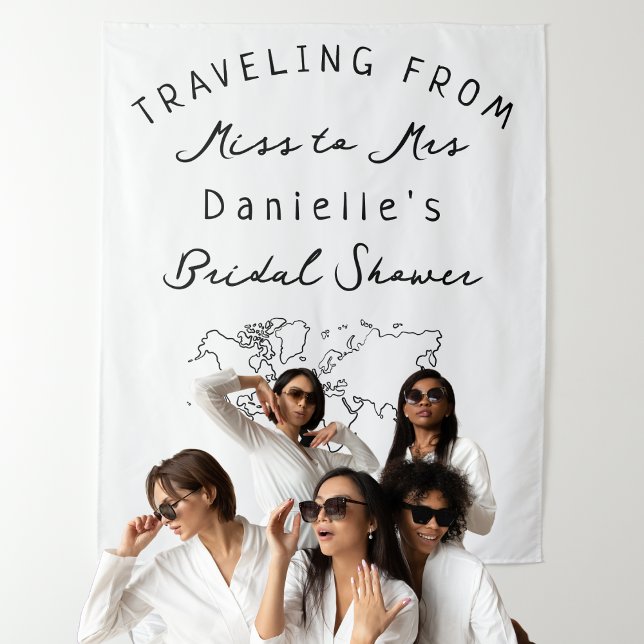Travelling from Miss to Mrs Personalized Backdrop Tapestry (Creator Uploaded)
