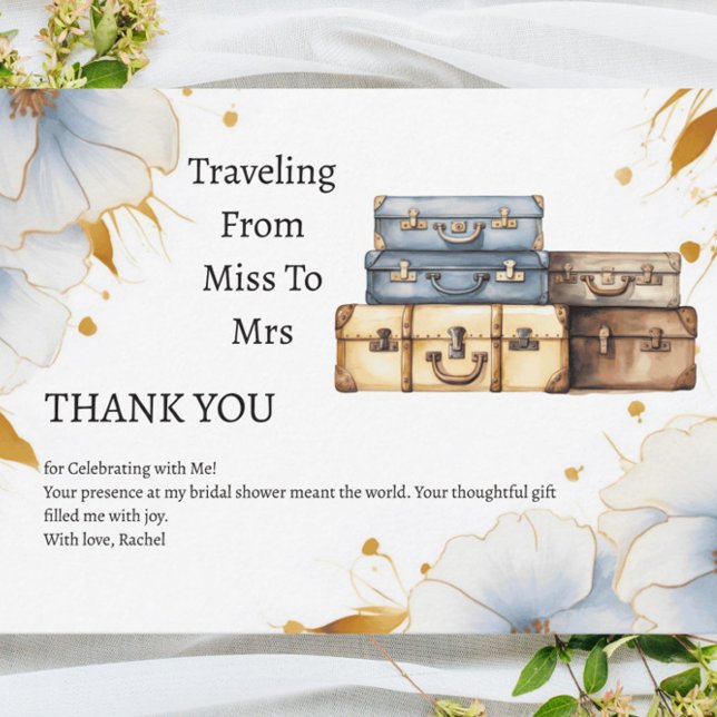 Travelling From Miss To Mrs Theme Bridal Shower  Thank You Card (Creator Uploaded)