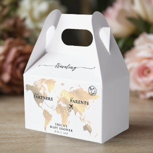 Travelling from Partners to Parents Gold Map Favor Box