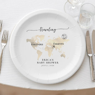 Travelling from Partners to Parents Gold Map Paper Plate