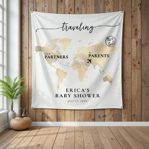 Travelling from Partners to Parents Gold Map Tapestry