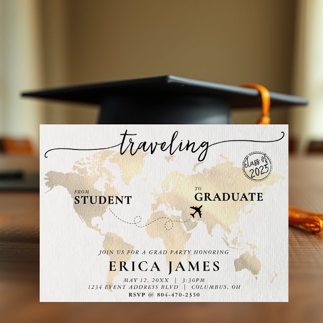 Travelling from Student to Grad Graduation Party Invitation (Creator Uploaded)