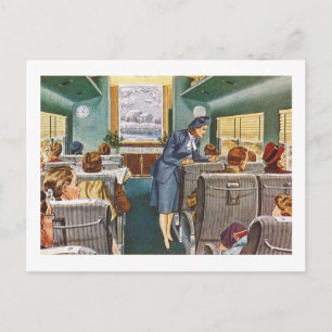 Travelling in Style, Passenger Train Car Vintage Postcard