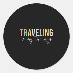Travelling is my therapy classic round sticker