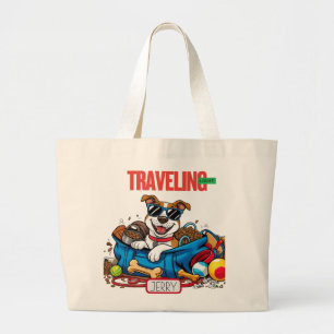 "Travelling Light" Buddy Dog Large Tote Bag