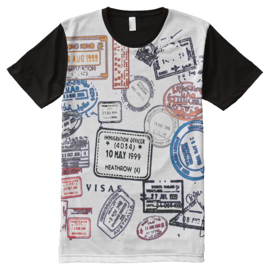 Travelling Man Visa Stamps All-Over-Print T-Shirt