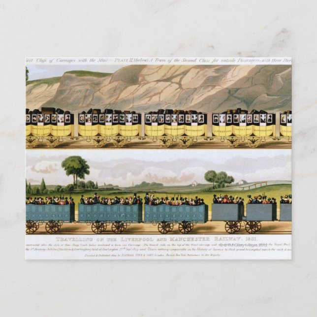 Travelling on the Liverpool and Manchester 2 Postcard (Front)