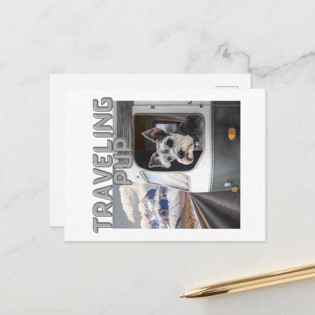 Travelling Pup Postcard (Front/Back In Situ)