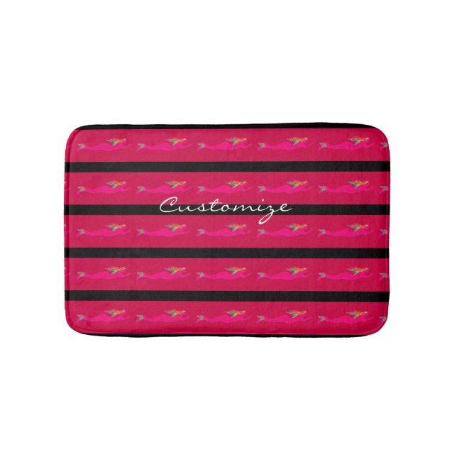 travelling red/pink mermaids pattern bath mat (Front)
