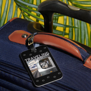 Travelling Schnauzer Pup Black Luggage Tag