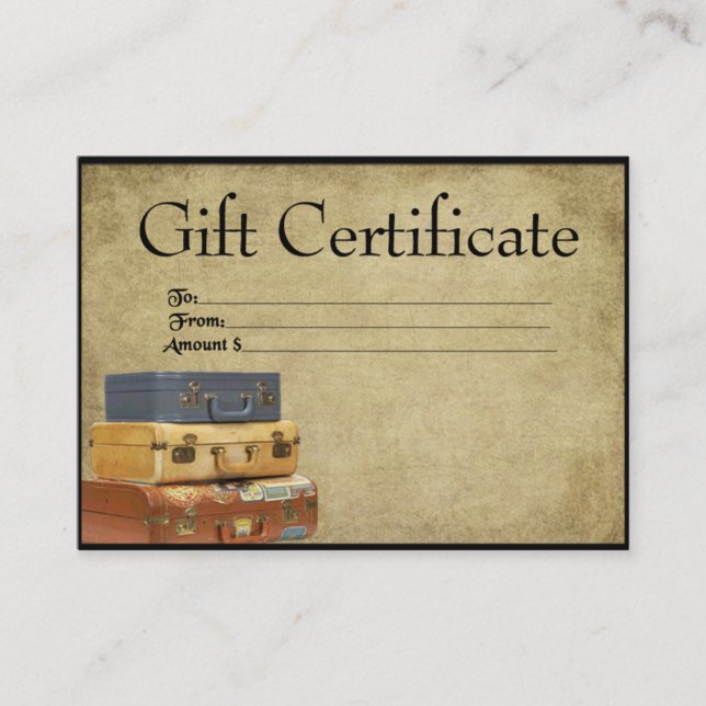 Travelling Suitcases- Prim Gift Certificate Cards (Front)