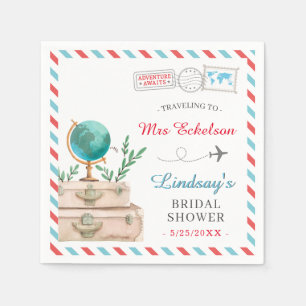 Travelling to Mrs Travel Airline Chic Bridal Showe Napkin