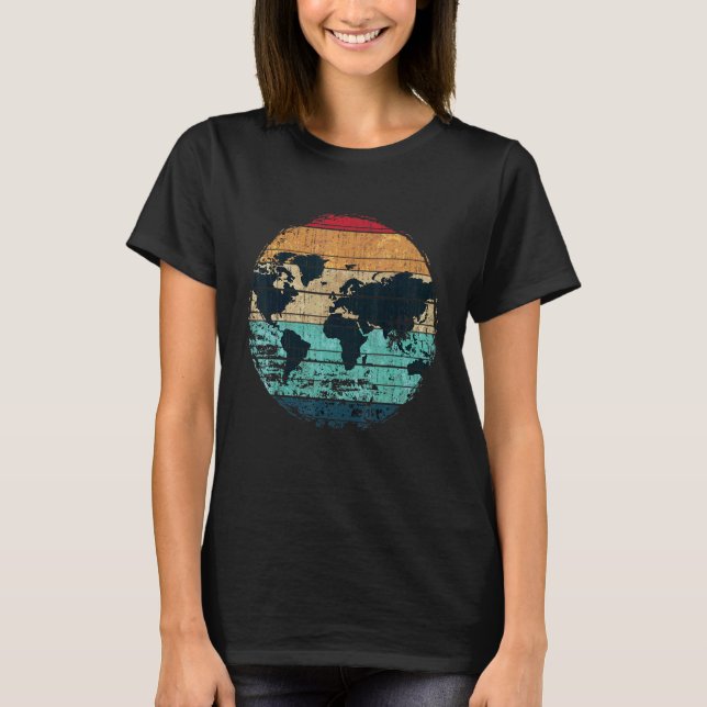 Travelling Traveller Countries Cartography Retro W T-Shirt (Front)