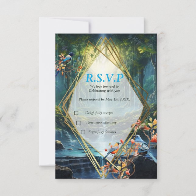 Travelling Waterfall Destination of Our World RSVP Card (Front)