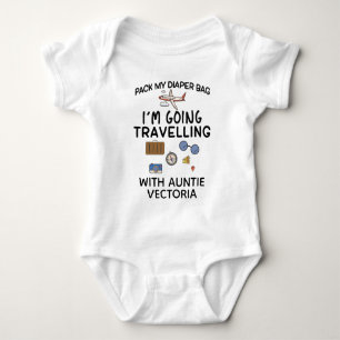 Travelling With Auntie   World Cute Traveller Baby Bodysuit