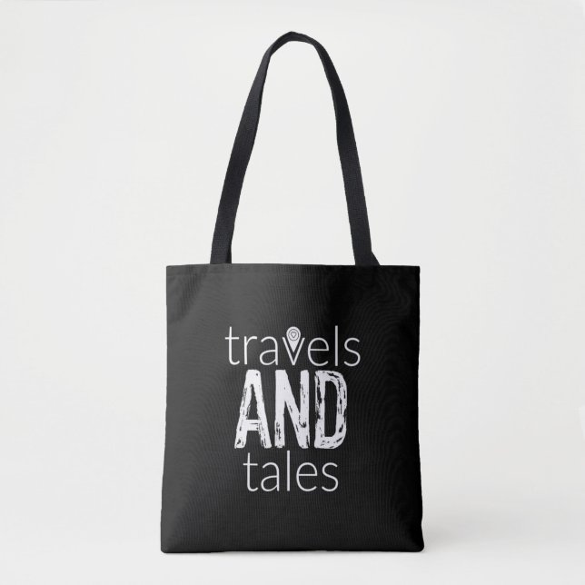 Travels and Tales (white logo) tote bag (Front)