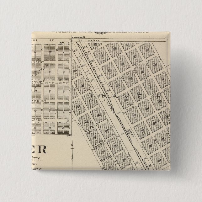 Traver, Tulare County 2 Inch Square Button (Front)